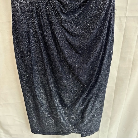 Enfocus Petite Womens Sleeveless Glitter Faux Wrap Dress in Navy Size 8P - Picture 4 of 7